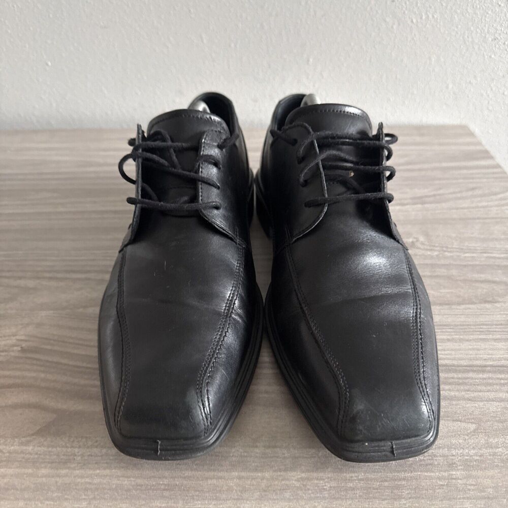 Ecco Austin Men Dress Shoes Black Size 43 US 9 Leather Oxford Square Toe Lace Up - Picture 3 of 11